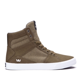 Supra Mens ALUMINUM High Top Shoes Olive/white | US-14946